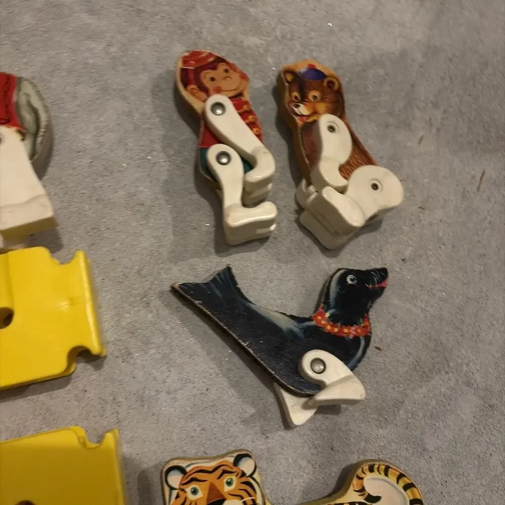 Vintage Lot 14 Fischer Price Circus Replacement Parts 1960's Ball, Animals, More